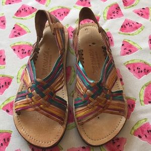 Leather slip on sandals